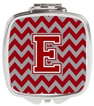 CJ1049-ESCM Letter E Chevron Maroon & White Compact Mirror, 3 x 0.3 x 2.75 in.