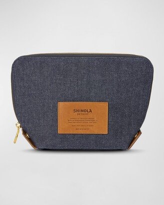 Large Zip Denim Cosmetic Case