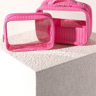 Ezra Set Of 2 Clear Cosmetic Cases, Pink