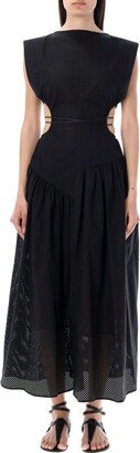 Broderie Anglaise Boat Neck Maxi Dress