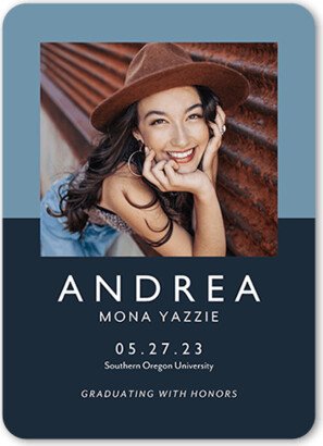 Graduation Announcements: Two Toned Graduation Announcement, Blue, 5X7, Standard Smooth Cardstock, Rounded