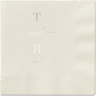 Wedding Napkins: Diamond Blossoms Napkin, Grey, Ecru