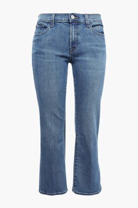 Selena frayed faded mid-rise kick-flare jeans