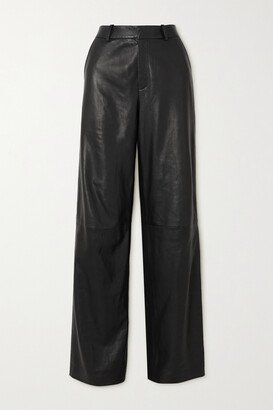 Leather Straight-leg Pants - Black