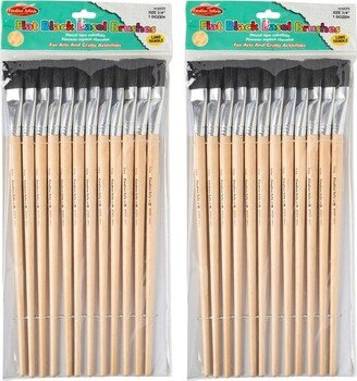 Charles Leonard, Inc. Charles Leonard Creative Arts Flat Easel Brushes, 3/4 Bristle, Black, 12 Per Pack, 2 Packs