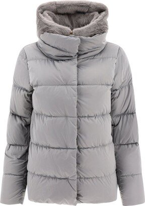 Funnel-Neck Hooded Down Jacket-AA