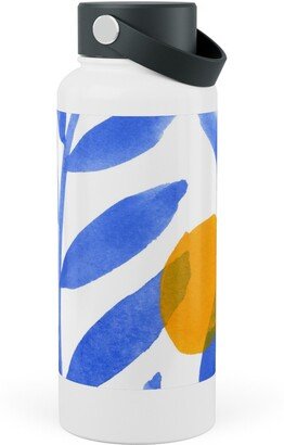 Photo Water Bottles: Modern Lemons Block - Blue And Orange Stainless Steel Wide Mouth Water Bottle, 30Oz, Wide Mouth, Blue