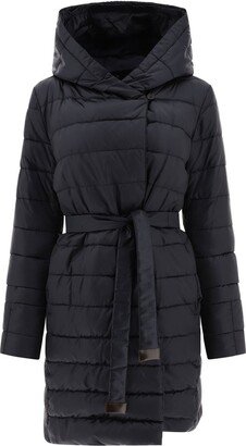 Belted Long-Sleeved Down Jacket-AA