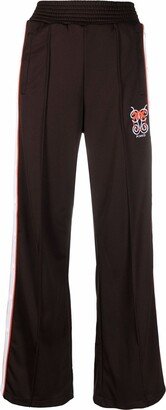 Embroidered-Logo Flared Track Trousers