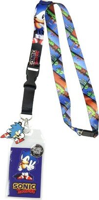 Seven Times Six Sonic The Hedgehog Lanyard ID Badge Holder w/ Rubber Charm and Sticker Multicoloured