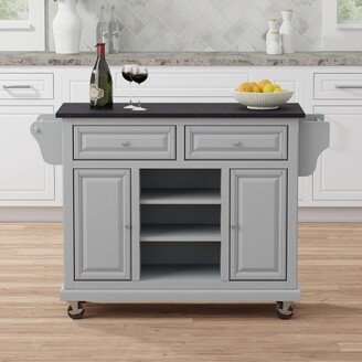 Glenwillow Home Kitchen Cart in Ultimate Grey with Black Granite Top