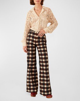 Charlie Plaid Princess Wide-Leg Pants