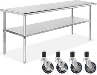 GRIDMANN 72 x 24 Inch Stainless Steel Table with 4 Casters (Wheels), NSF Commercial Kitchen Work & Prep Table