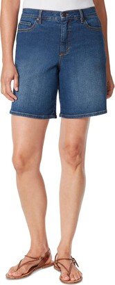 Womens Faded High Rise Denim Shorts