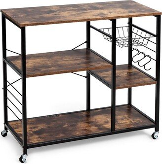 Rolling Industrial Kitchen Baker's Rack Wood Black