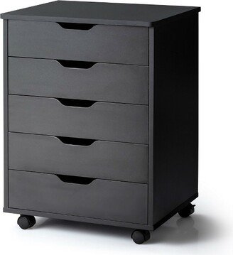 5 Drawer Chest Storage Dresser Floor Cabinet Organizer with Wheels Black