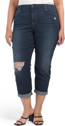 Plus Destructed Boyfriend Jeans for Women-AA