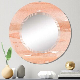 Designart 'Pink And Orange Abstract Impression' Printed Modern Wall Mirror