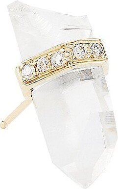 14K Yellow Gold, Crystal Quartz, & 0.13 TCW Diamond Single Earring