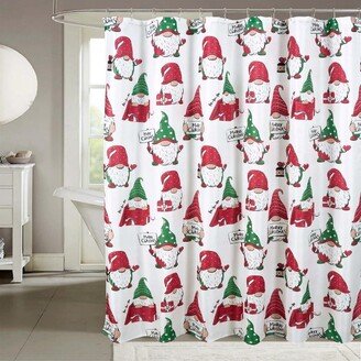 RT Designers Collection Christmas Gnomes Slub Shower Curtain 70 x 72 White