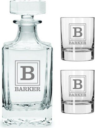 Monogrammed Whiskey Decanter Glassware Gift Set Free Personalization 24 Designs