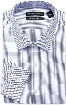 Saks Fifth Avenue Made in Italy Saks Fifth Avenue Men's Trim Fit Checked Dress Shirt