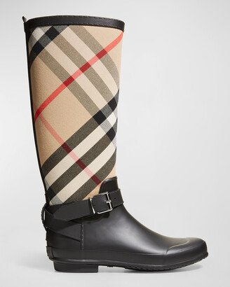 Simeon Vintage Check Moto Rain Boots-AA