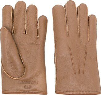 Logo-Embossed Sheepskin Gloves-AC