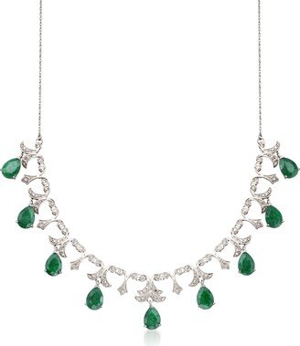 Emerald and . Diamond Necklace in Sterling Silver