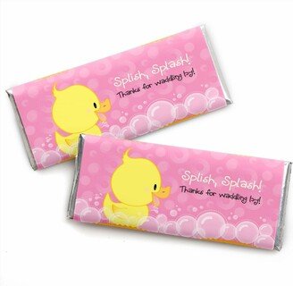 Big Dot Of Happiness Pink Ducky Duck - Candy Bar Wrappers Baby Shower or Birthday Party Favors 24 Ct