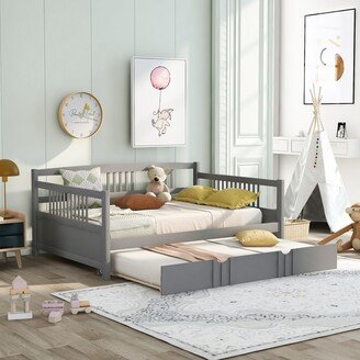 Sunmory Full Size Daybed with Under Bed Twin Size Trundle Bed