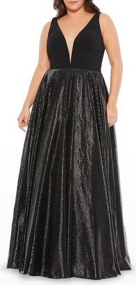 Plus Size Sleeveless A-Line Shimmer Gown