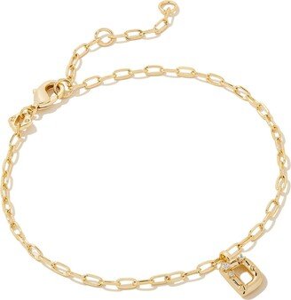 Crystal Letter Delicate Chain Bracelet Gold White Cz D One Size