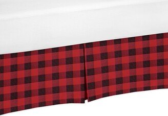 Woodland Buffalo Plaid Collection Queen Bed Skirt - Red and Black Rustic Country Lumberjack