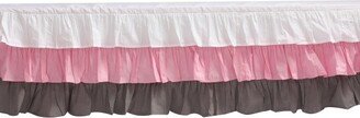 3 Layer Ruffled Crib/Toddler Bed Skirt - White/Pink/Gray