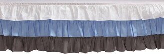 3 Layer Ruffled Crib/Toddler Bed Skirt - White/Blue/Gray