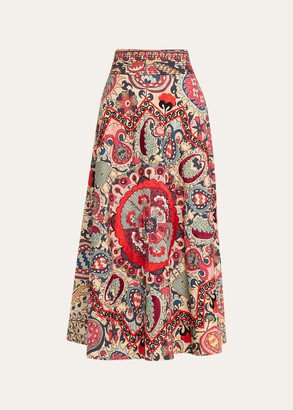 Isla Printed Maxi Skirt with Embroidered Detail-AA