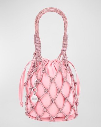 Sparkle Crystal Net Top-Handle Bag