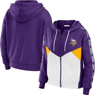 Women's Wear by Erin Andrews Purple, White Minnesota Vikings Plus Size Color Block Full-Zip Hoodie - Purple, White