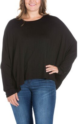 24seven Comfort Apparel Women's Plus Size Oversized Long Sleeves Dolman Top