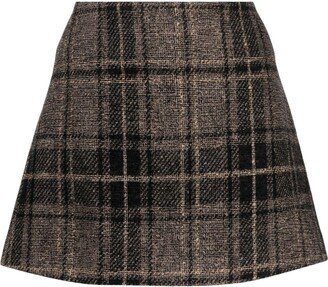 Check-Pattern Wool-Blend Miniskirt