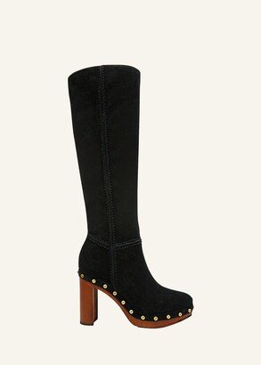 Glendale Suede Clog Knee Boots-AA