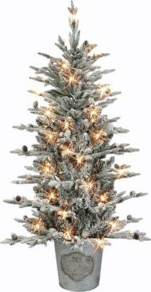 Puleo International Inc. 4.5 ft Pre-lit PE/PVC Flocked Tree