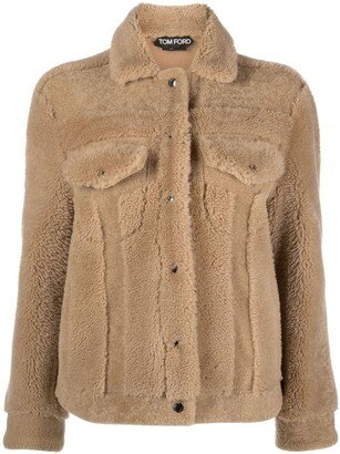 Single-Breasted Shearling Jacket-AE