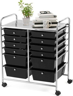 12 Drawers Rolling Cart Storage Scrapbook Paper Studio Organizer Bins Black