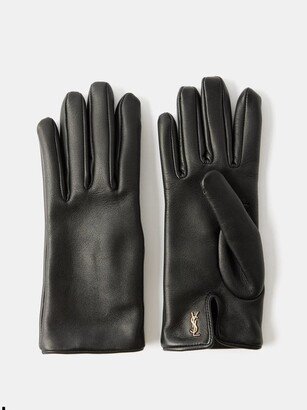 plaque Leather Gloves