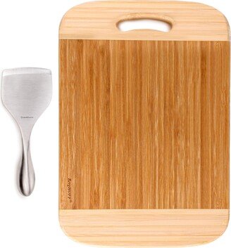 Bamboo 2 Piece Two-Toned Board and Aaron Probyn Cheese Knife Set