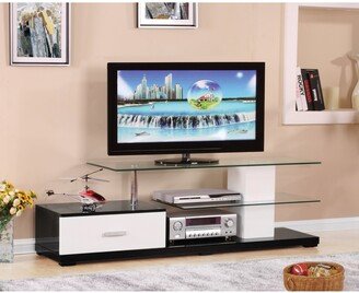 Aoolive Wooden TV Stand with 1 Drawer & 2 Open Media Compartments