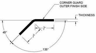 1/2 X 48, 45/135 Degree Brushed 304 Stainless Steel Corner Angle Trim