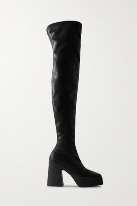 Skyla Vegetarian Leather Platform Over-the-knee Boots - Black